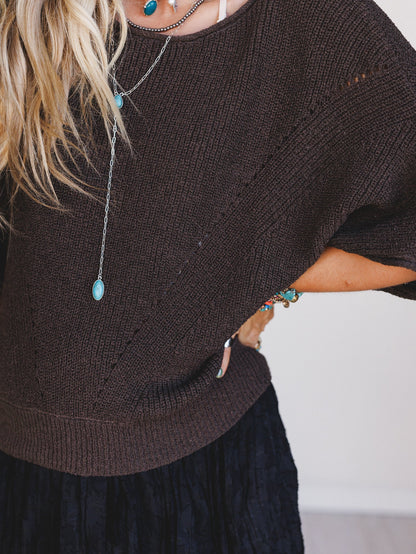 Somewhere Soft Sweater Top - Charcoal