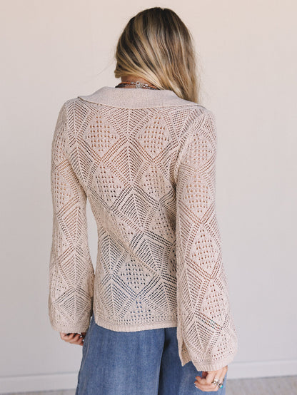 Nothing Urgent Button Up Top - Oatmeal