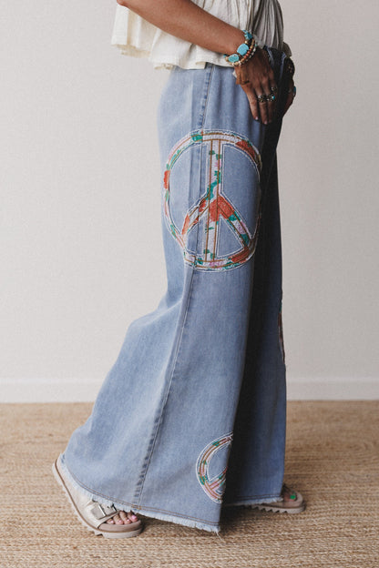 Peace + Florals Pants - Denim