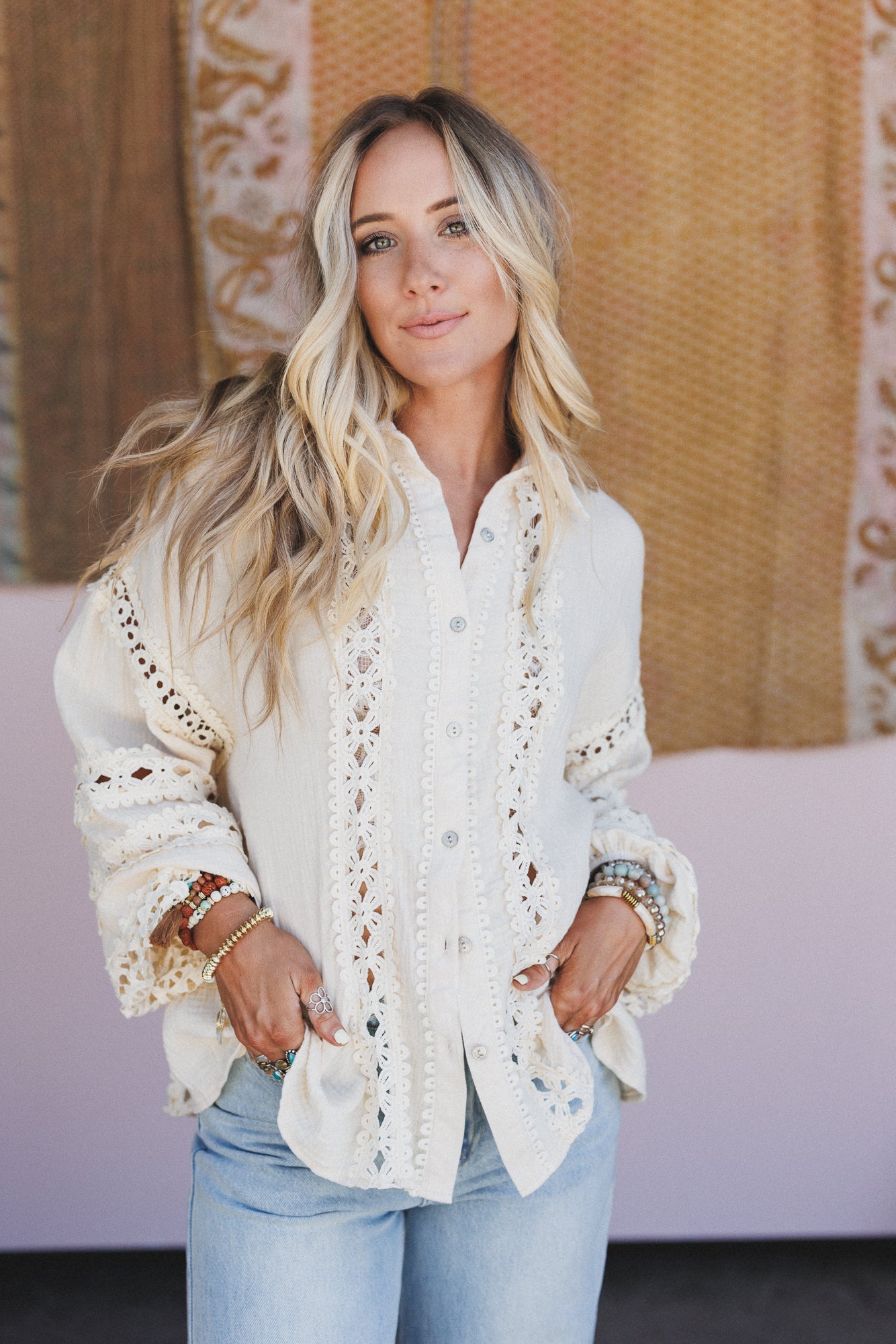 Hideout Button Up Top - Cream