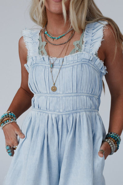 Dazzle In Denim Romper - Light Denim