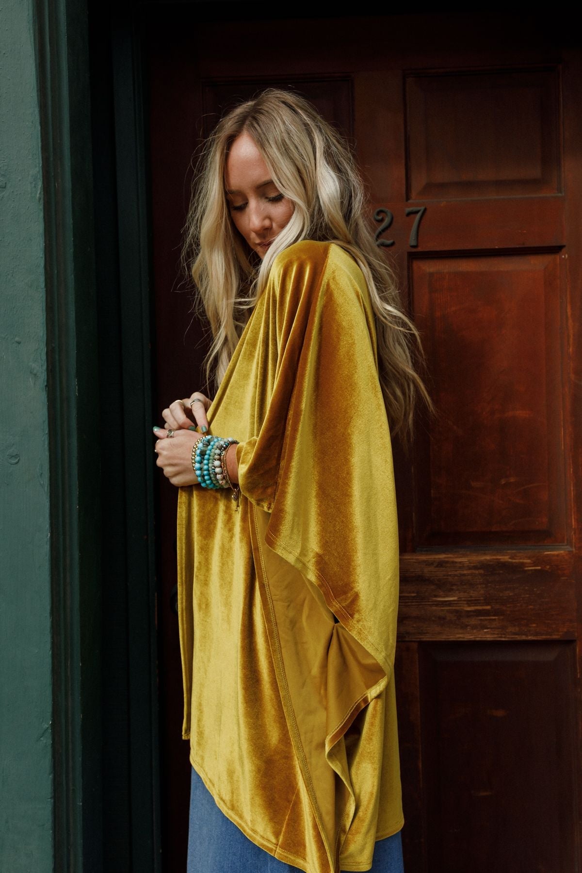 The Nest Savoy Velvet Kimono - Marigold