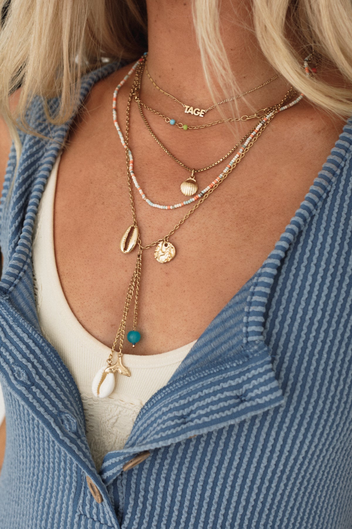 Mermaid Glow Layered Necklace - Gold