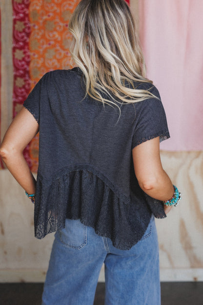 Callie Short Sleeve Tee - Charcoal