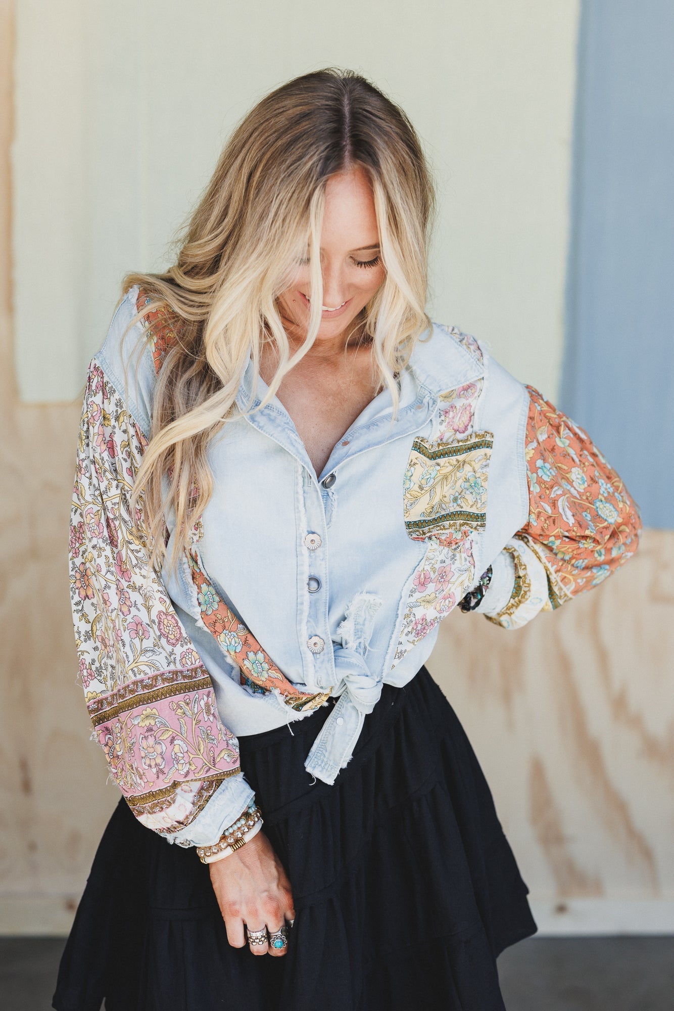 Lush Layers Button Down Top - Blue