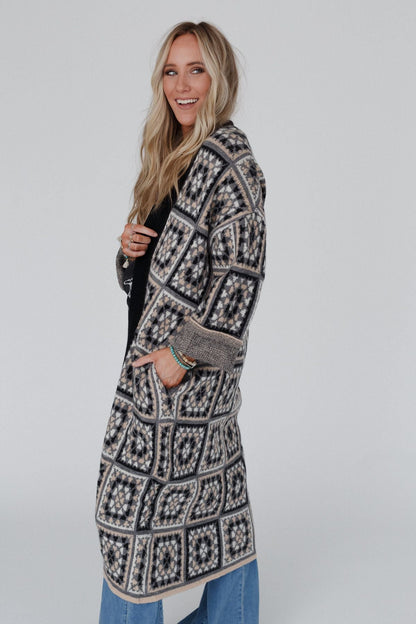 Heirloom Blooms Duster Cardigan - Black