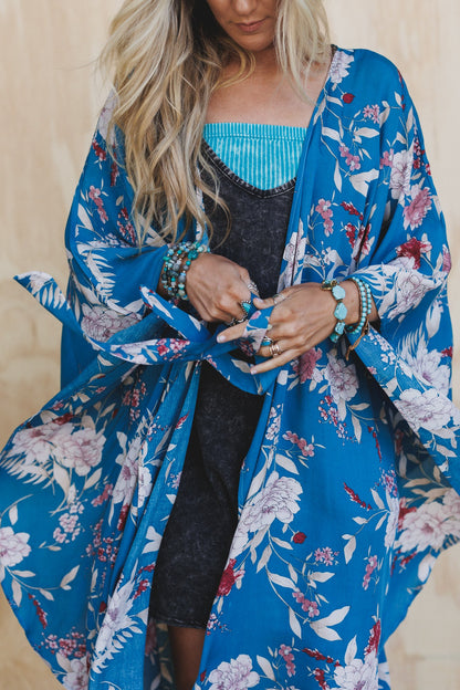 Free Flowin' Butterfly Sleeve Kimono - Teal