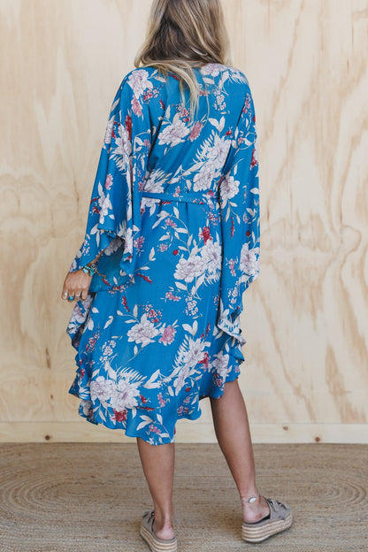 Free Flowin' Butterfly Sleeve Kimono - Teal