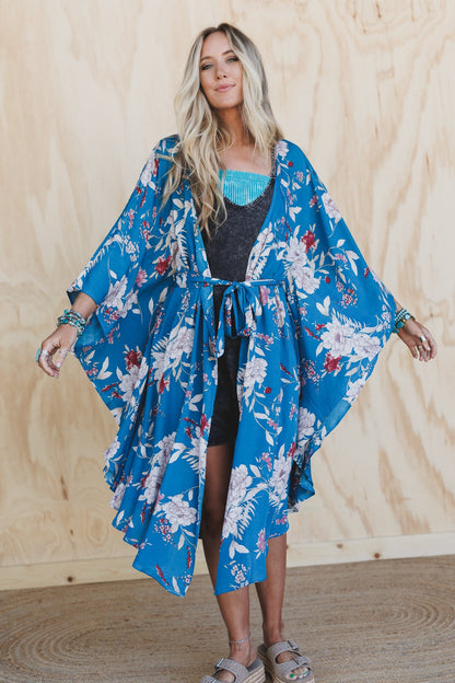 Free Flowin' Butterfly Sleeve Kimono - Teal