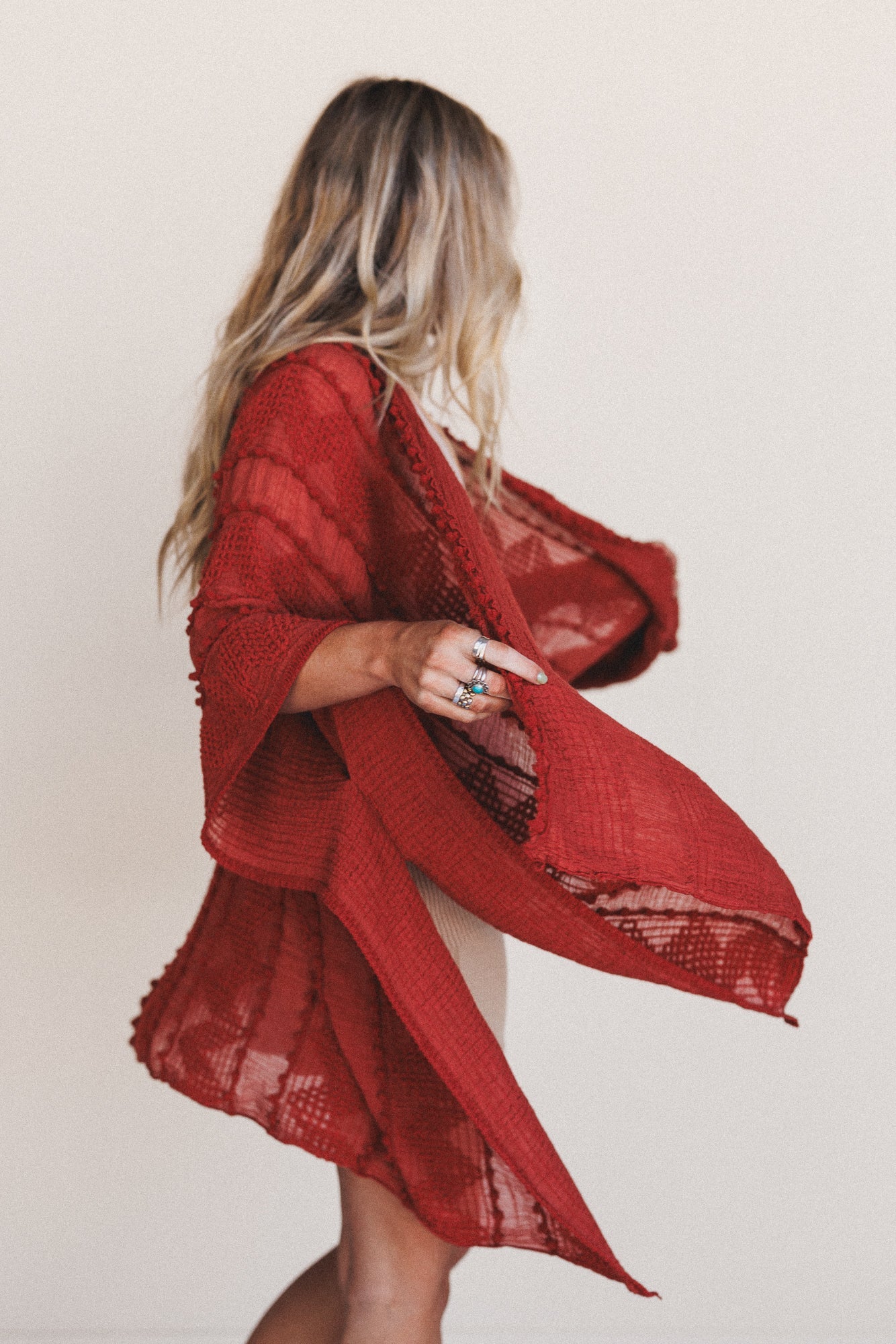 Bali Embroidered Kimono - Rust