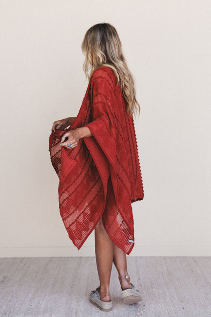 Bali Embroidered Kimono - Rust