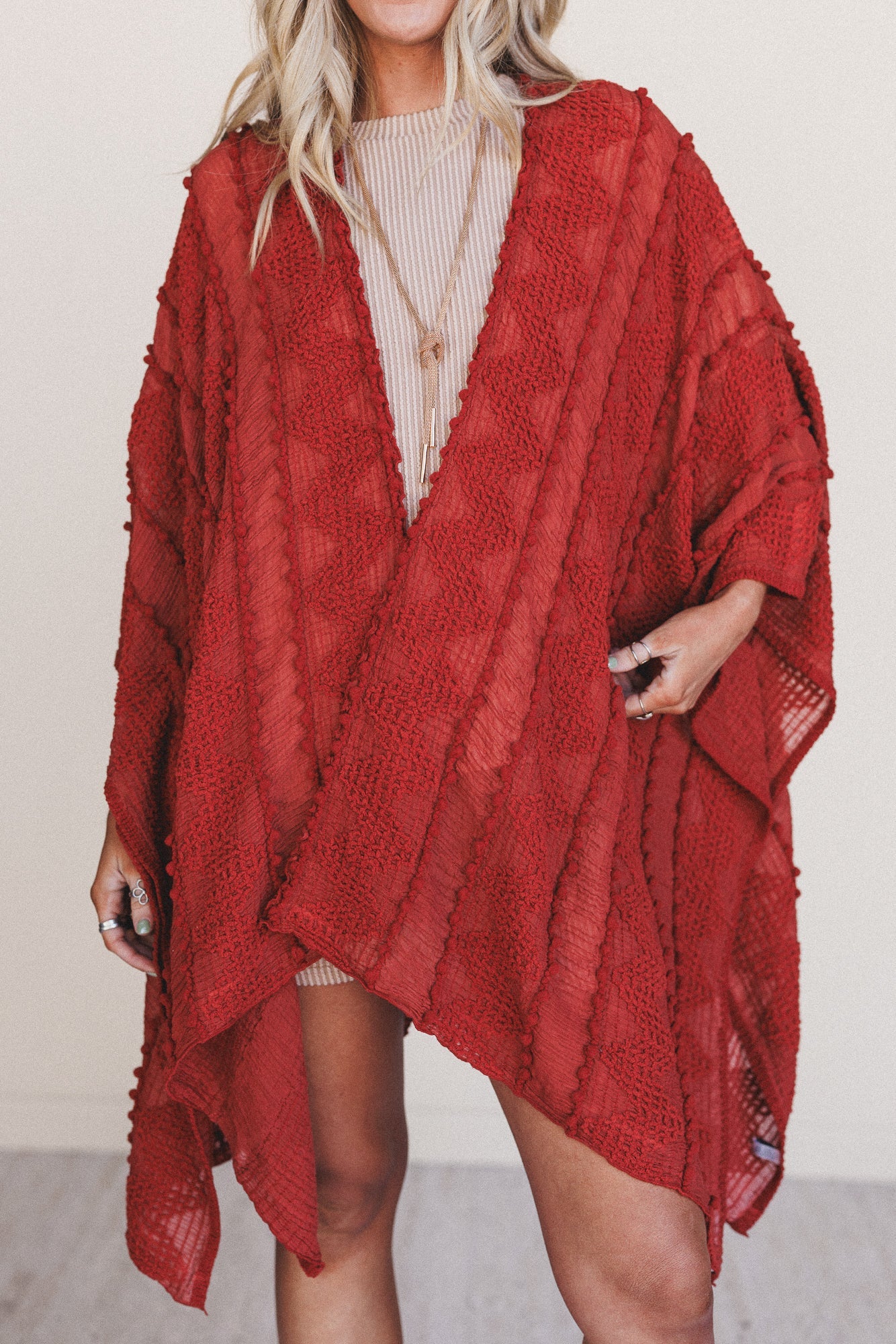 Bali Embroidered Kimono - Rust