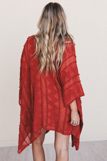 Bali Embroidered Kimono - Rust