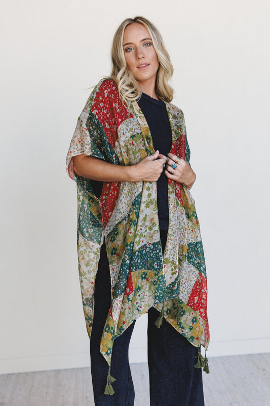 Garden Fairy Floral Kimono - Olive