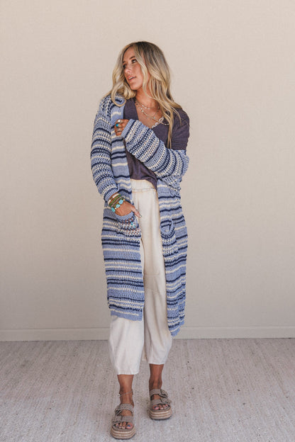 Soul Synced Striped Cardigan - Blue Multi