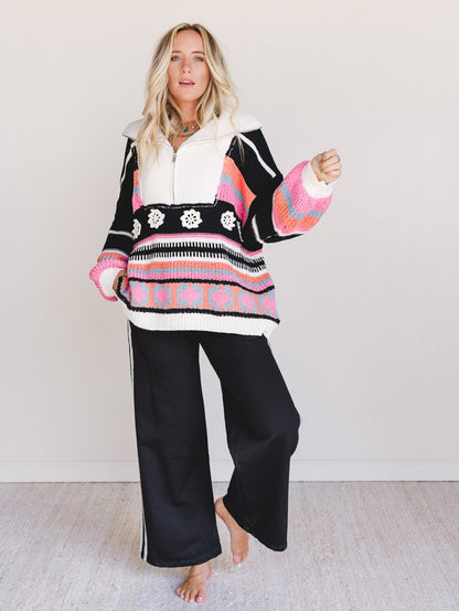 Opal Patterned Pullover - Black Multi