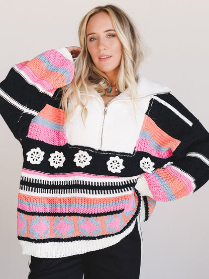 Opal Patterned Pullover - Black Multi