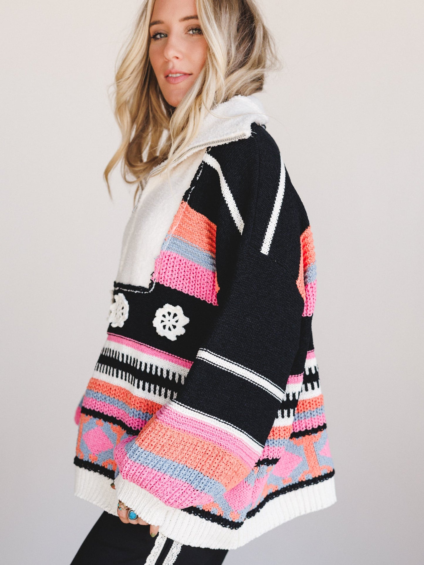 Opal Patterned Pullover - Black Multi