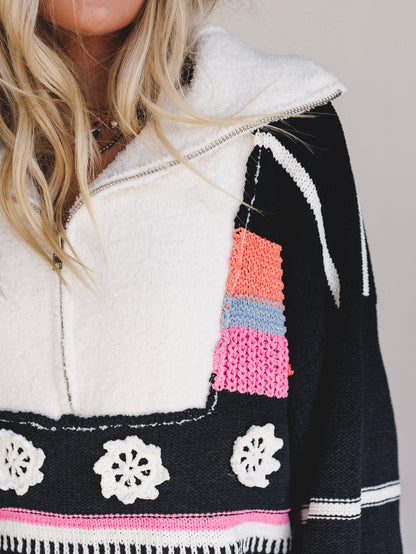 Opal Patterned Pullover - Black Multi