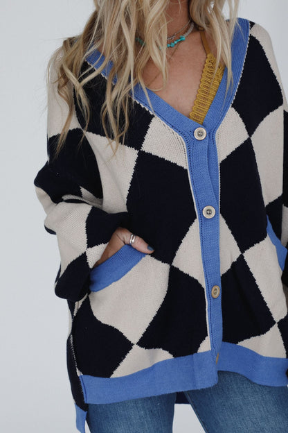 Ayla Argyle Cardigan - Navy