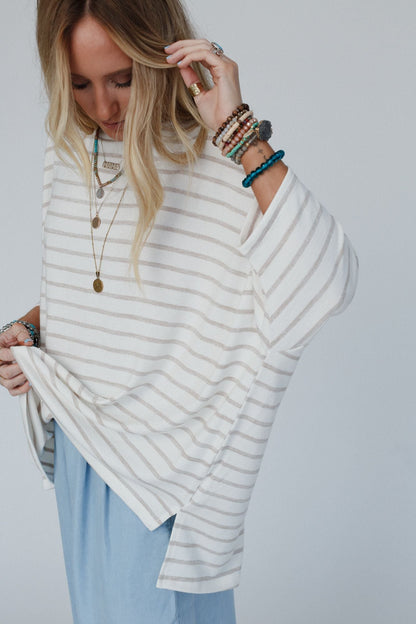 The Nest Swaying Stripes Top - Oatmeal