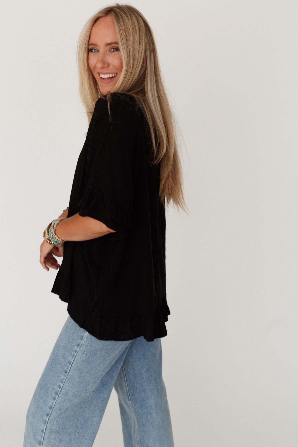 The Nest Let Me Be Ruffled Top - Black