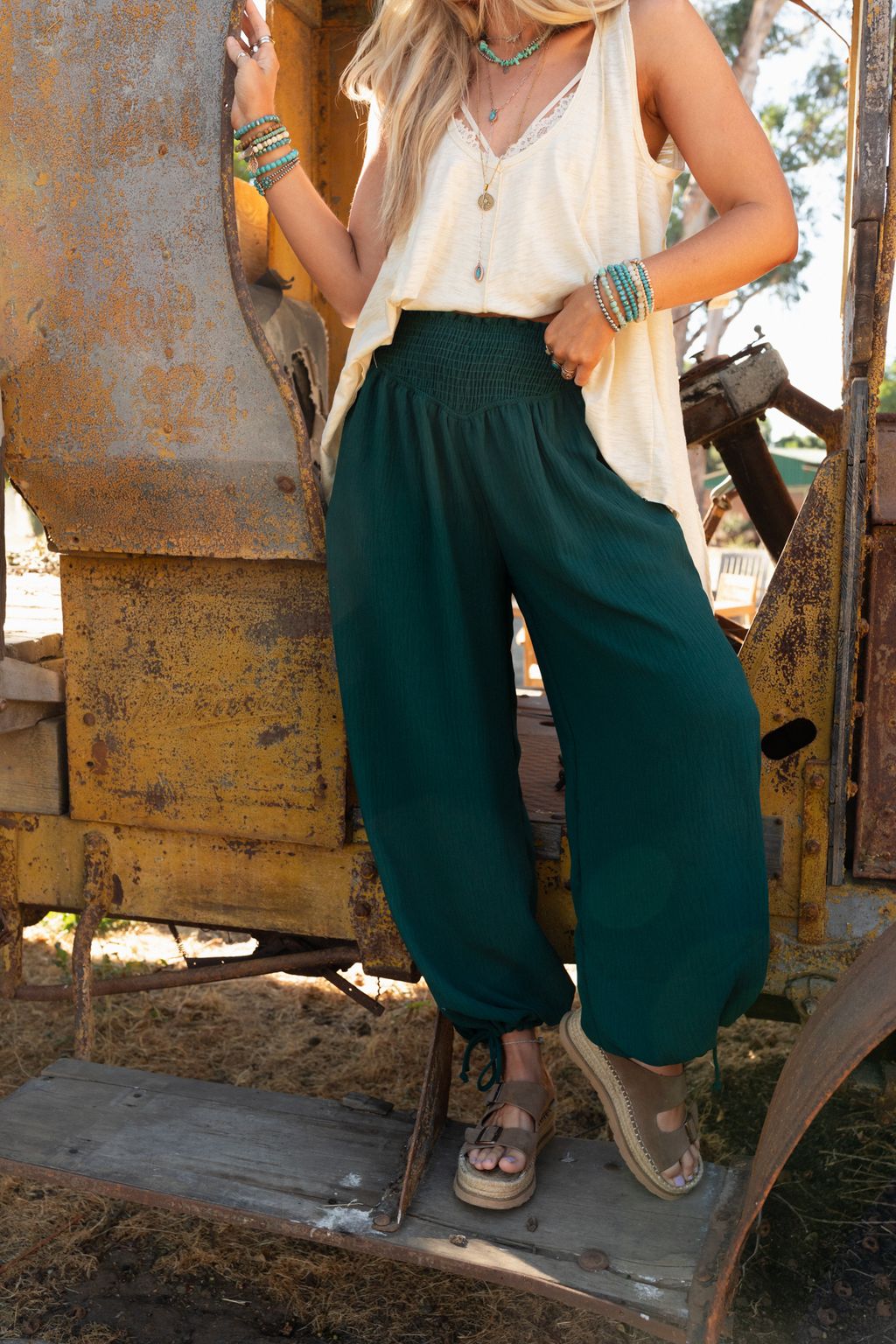 The Nest Oceana Cinched Pants - Hunter Green