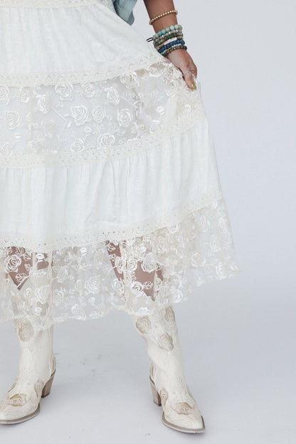 Lace Horizon Maxi Skirt - Cream