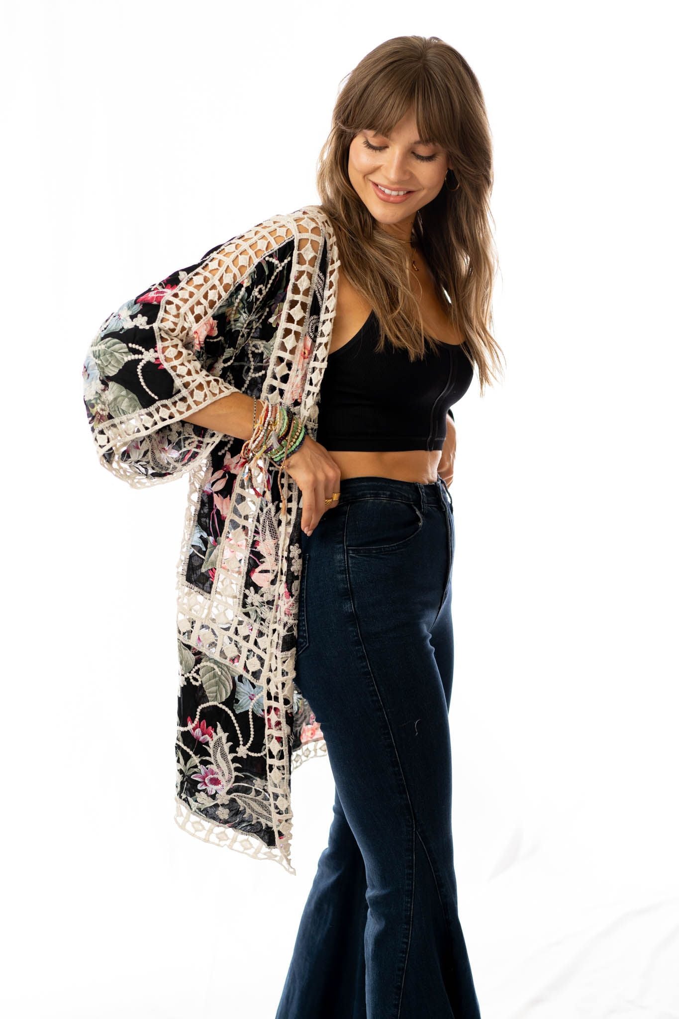 Let's Get Tropical Kimono - Black