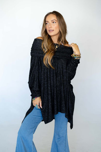 The Nest So Versatile Flowy Knit Sweater - Charcoal