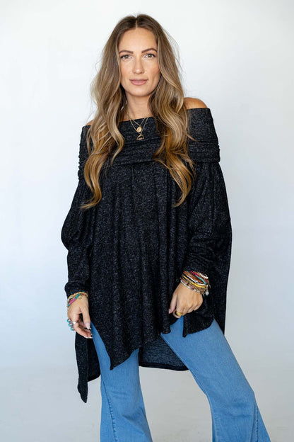 The Nest So Versatile Flowy Knit Sweater - Charcoal