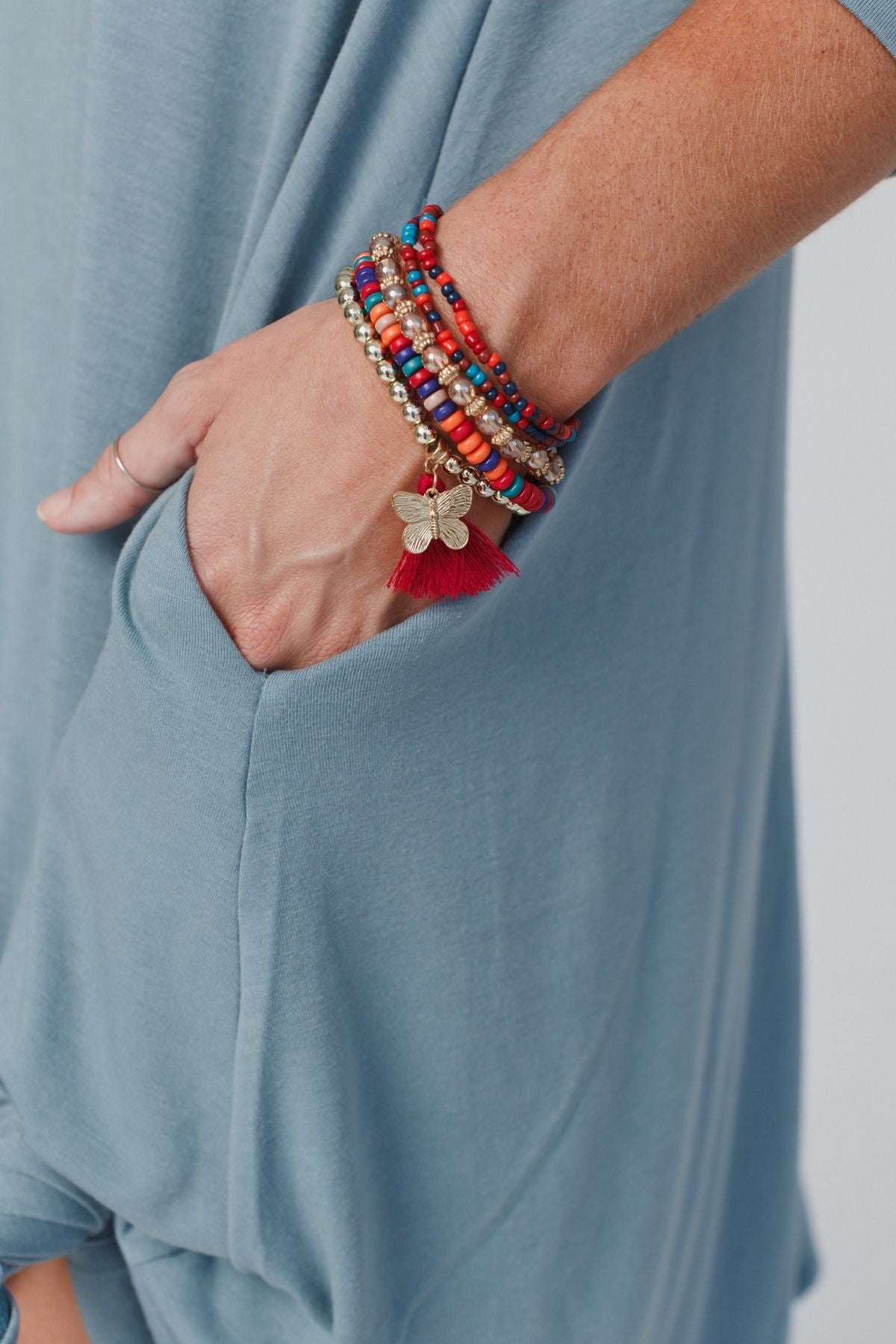 Butterfly Kisses Bracelet Set - Red