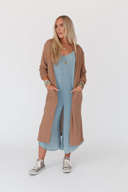 The Nest Jayde Waffle Knit Cardigan - Taupe