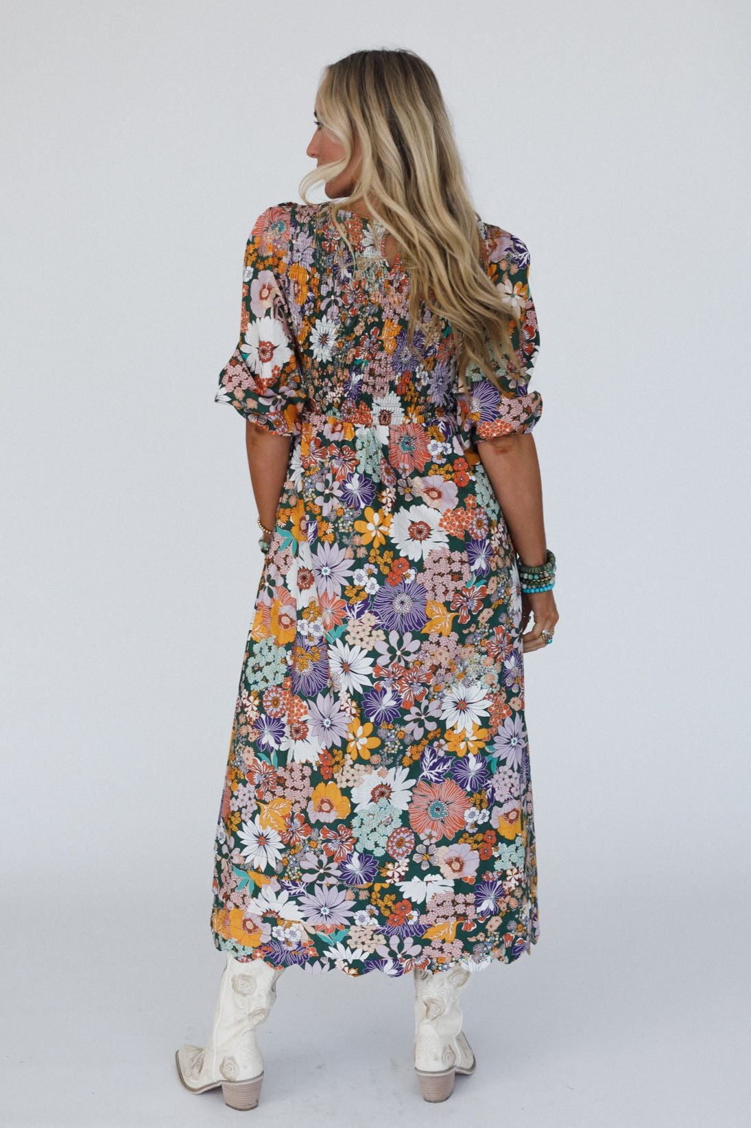 Forest Path Floral Maxi Dress - Green