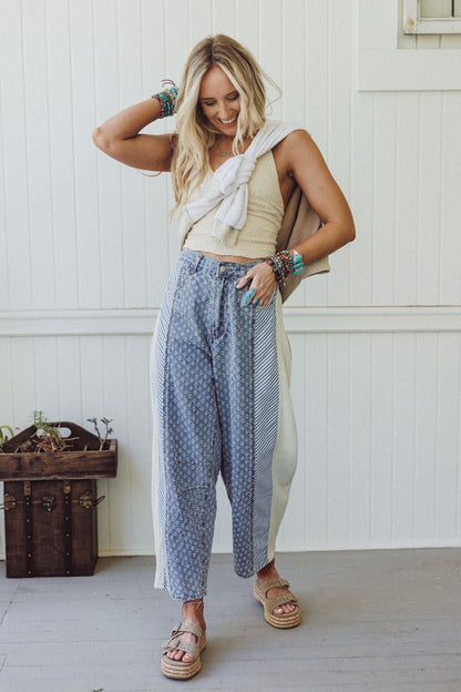 Luna Textured Pants - Denim