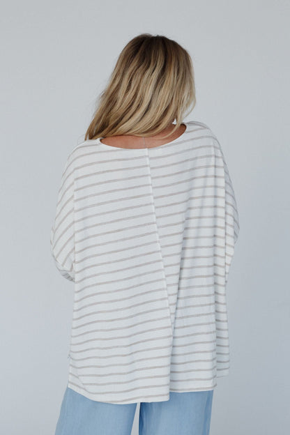 The Nest Swaying Stripes Top - Oatmeal
