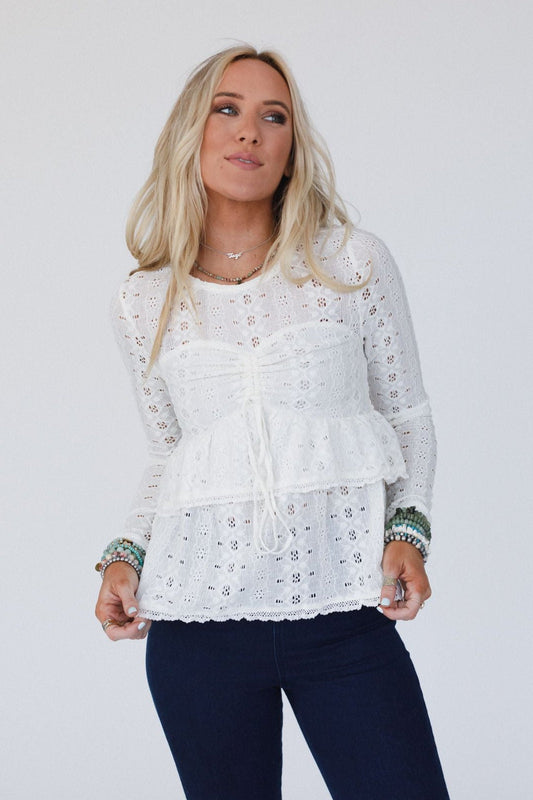 Say So Tiered Crochet Top - Cream