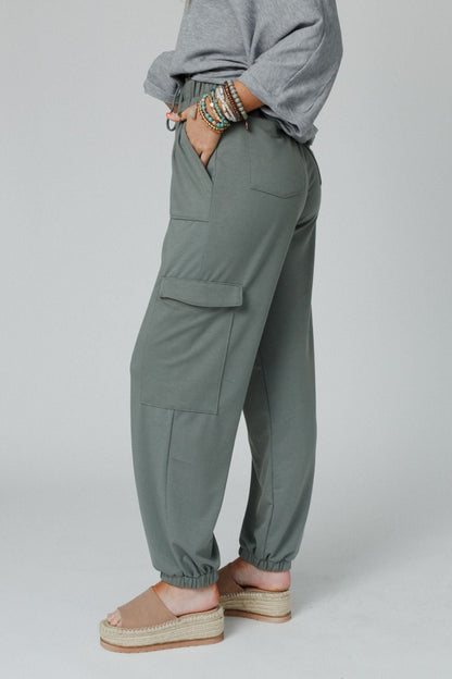 The Nest Easy Mornings Cinched Pants - Light Olive