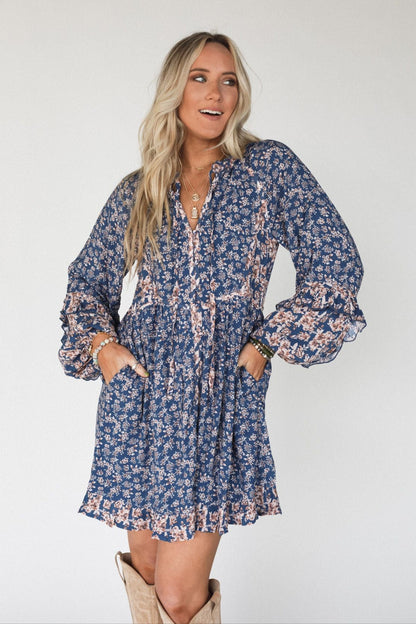 Alvina Floral Dress - Navy