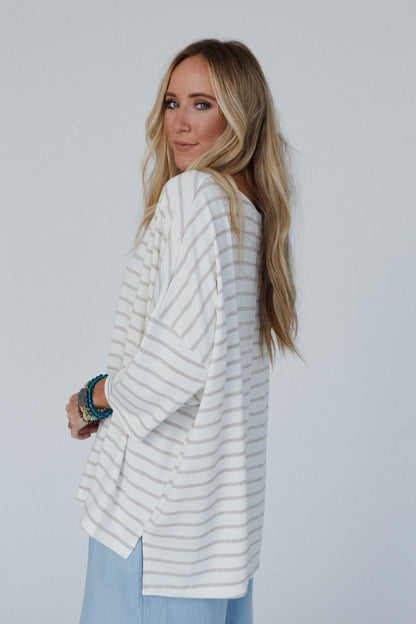 The Nest Swaying Stripes Top - Oatmeal