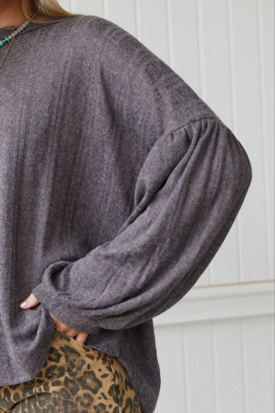 The Nest Sweet Heart Balloon Sleeve Knit Sweater - Black