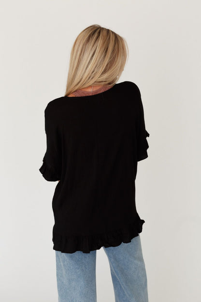 The Nest Let Me Be Ruffled Top - Black