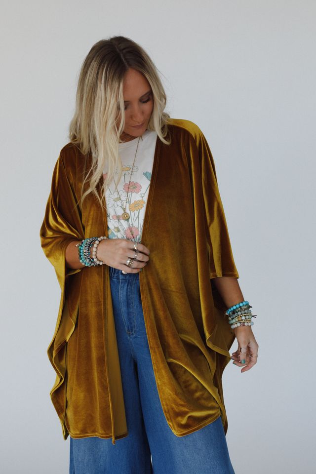 The Nest Savoy Velvet Kimono - Marigold