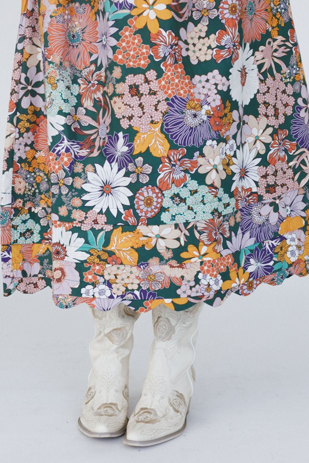 Forest Path Floral Maxi Dress - Green