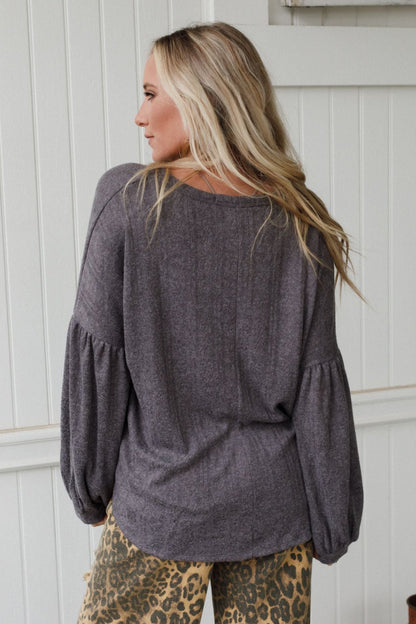 The Nest Sweet Heart Balloon Sleeve Knit Sweater - Black